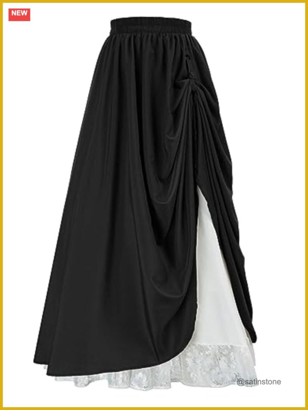 Women's Retro Victorian Renaissance Layered Ruffled Maxi Skirt Elastic Waist